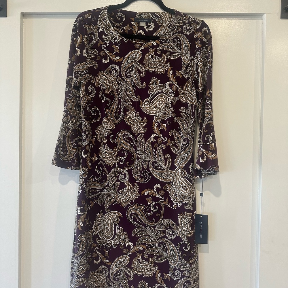 Tommy Hilfiger Burgundy paisley dress NWT